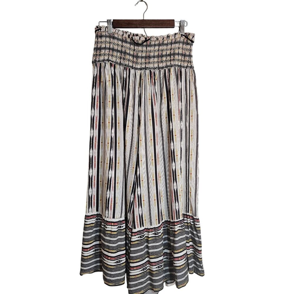 Maeve Anthropologie Zamirah Smocked Wide-Leg Pants Striped Pattern Small Size